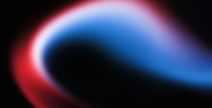 Abstract blue red color wave on black background, neon colors flow, noise texture, wide banner, copy space © Enso
