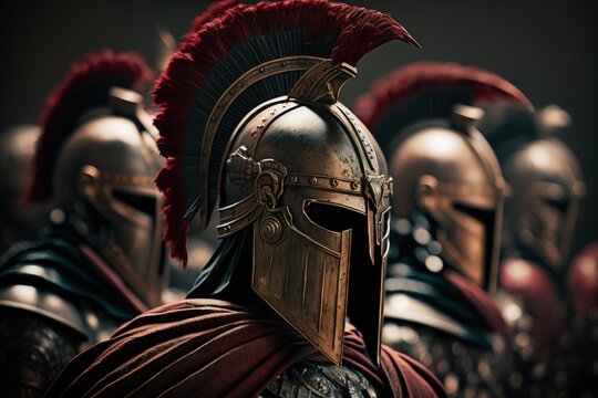 Army of Spartans, Spartan soldiers lined up, Generative AI