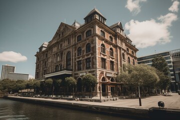 Fototapeta na wymiar Historical waterfront building in Sydney. Generative AI
