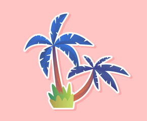 Palm sticker concept. Tropical and exotic plants and trees. Symbol of summer season, hot countries and islands. Poster or banner for website. Cartoon flat vector illustration
