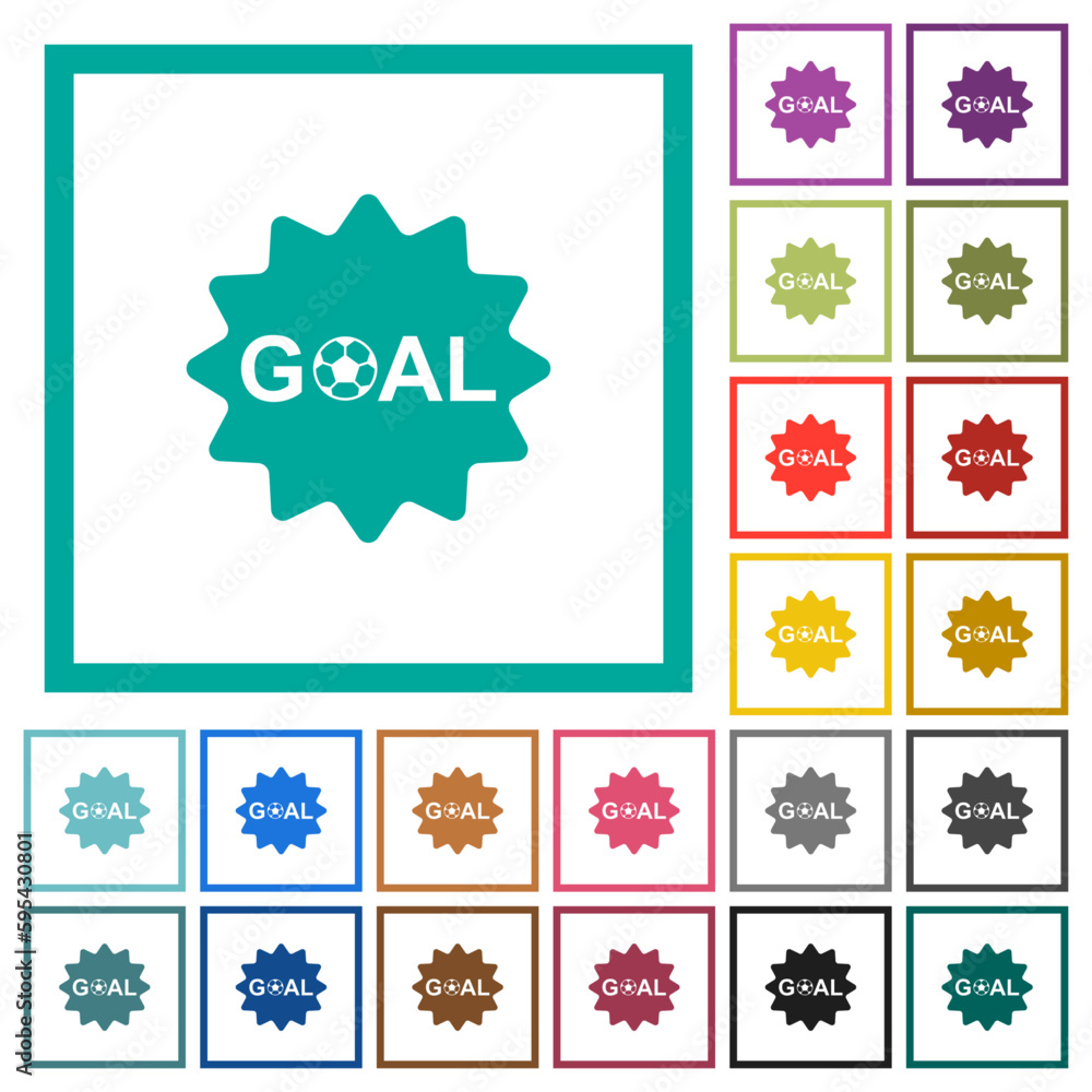 Poster goal sticker with rounded edges solid flat color icons with quadrant frames