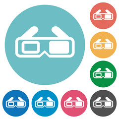 Retro 3D glasses flat round icons