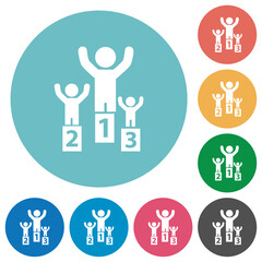 Fototapeta premium Winners on the podium flat round icons