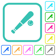 Baseball bat and ball vivid colored flat icons