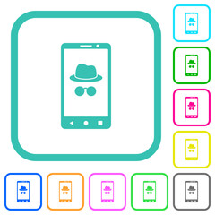 Mobile incognito vivid colored flat icons