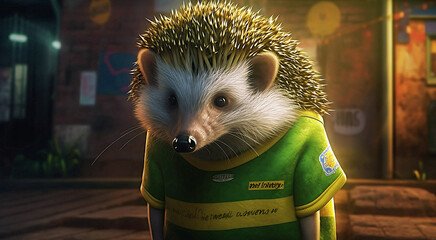 Hedgehog with team shirt