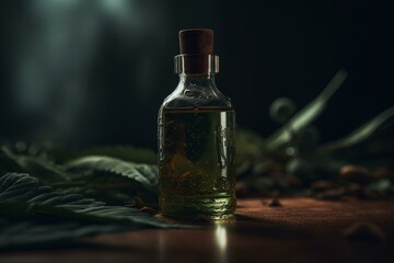Fototapeta na wymiar Small bottle for cannabis oil. Generative AI