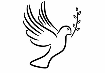 flying dove with olive branch peace Symbol isolated on white background