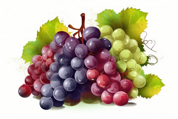 Fototapeta premium Illustrated grape bunch, semi minimalist fruit
