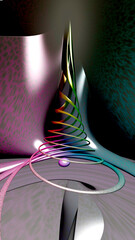 3D wallpaper with fractal inspired forms and shapes theme