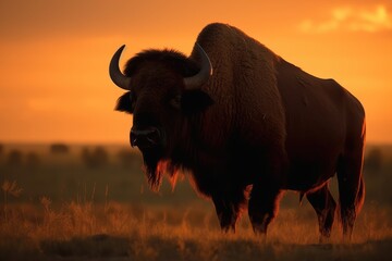 buffalo in sunset
