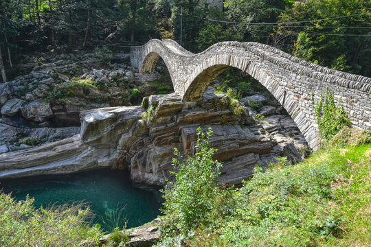  ponte dei salti at Lavertezzo in Verzasca Valley in Ticino canton, Switzerland