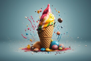 Contemporary graphic designs with ice cream elements
