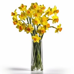 Daffodils in a tall slim vase
