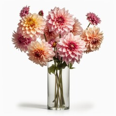 Obraz premium Dahlias in a tall slim vase.