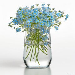 Forget-Me-Nots in a tall slim vase.