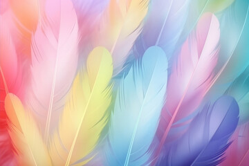 Fototapeta na wymiar Abstract Pastel rainbow feathers texture background. Generative AI