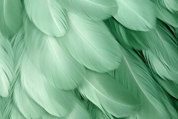 Abstract Green feathers texture background. Generative AI
