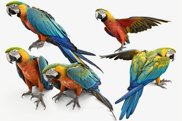 Set of macaw parrot