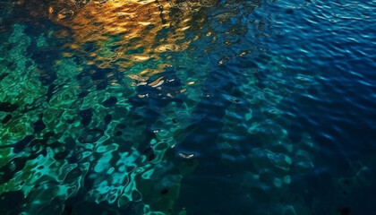 Naklejka na ściany i meble Transparent wave reflects beauty in nature underwater world generated by AI