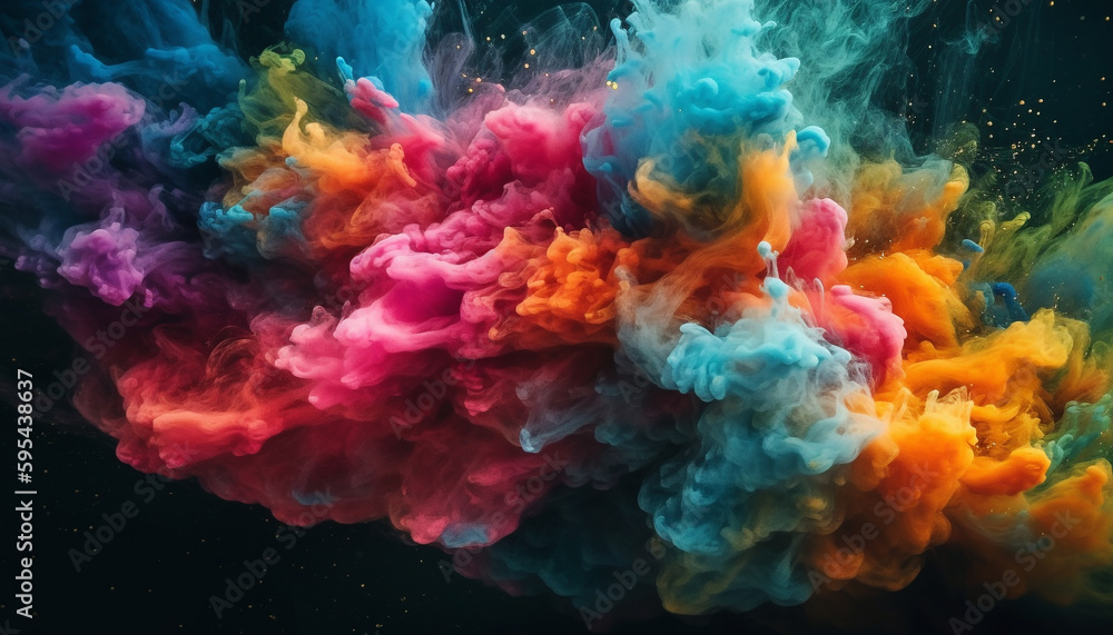 Poster exploding colors in a vibrant abstract fantasy generated by ai