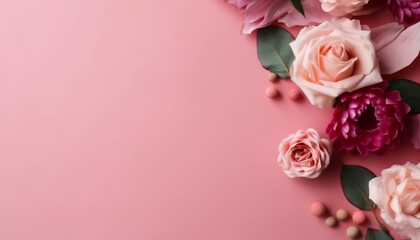 Obraz na płótnie Canvas Romantic bouquet of fresh pink blossoms, love generative AI