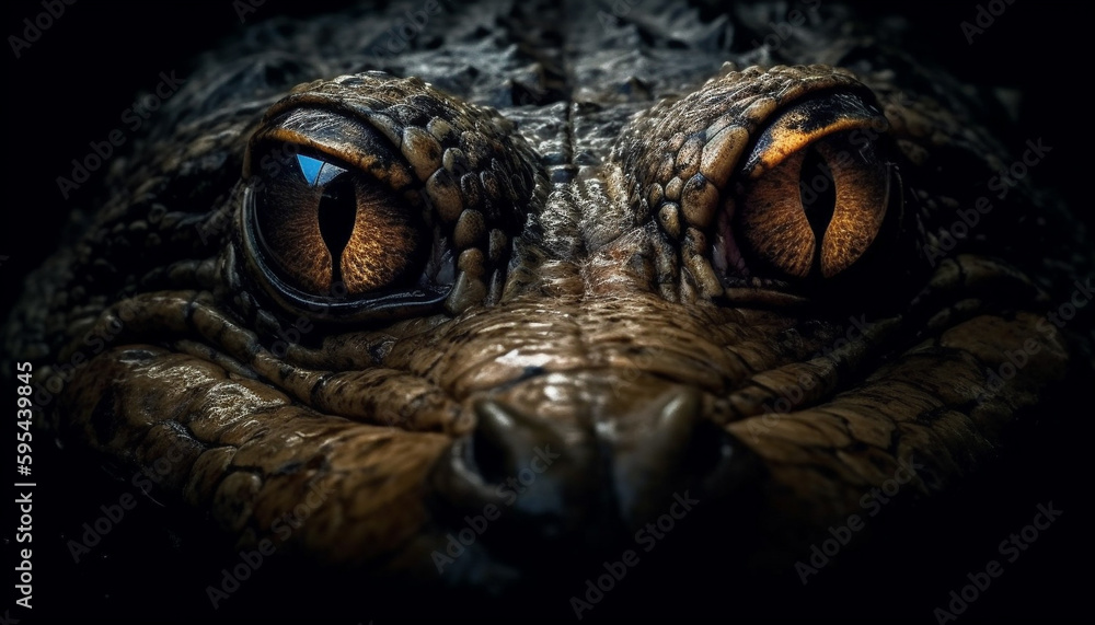 Poster endangered reptile staring with selective focus generative ai