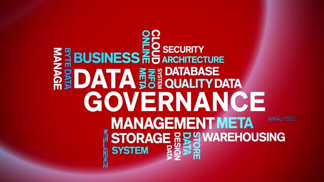 4k Data Governance Animated Tag Word Cloud;Text Design big data Animation typography seamless loop.