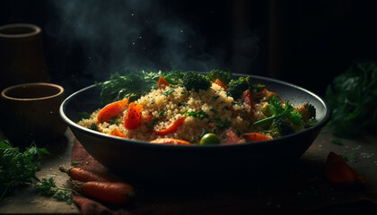 Healthy vegetarian meal with fresh organic vegetables generated by AI