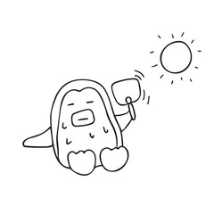 hand drawn cute penguins summers Cartoon Mascot Character Vector illustration color children cartoon clipart