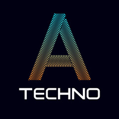 a Letter techno  design template illustration