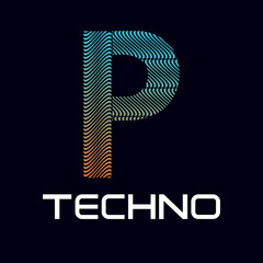 p Letter techno  design template illustration