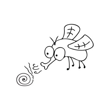 hand drawn kids drawing funny Mosquito with mosquito coil Cartoon animal Mascot Character Vector illustration color children cartoon clipart