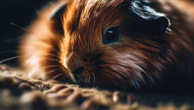 Fluffy guinea pig portrait, selective focus, cute generative AI
