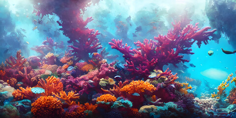Naklejka na ściany i meble Colorful underwater world