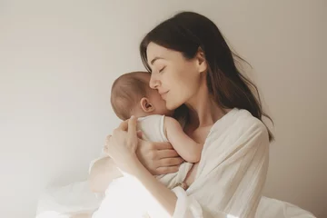 Fotobehang Happy Mom with baby , Generative Ai © iDoPixBox