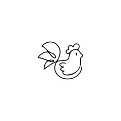 cute chicken doodle illustration vector