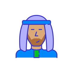 Arab man wearing traditional clothes. Bold color cartoon style simplistic minimalistic icon for marketing and branding line design
