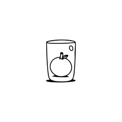 vector doodle illustration of a glass filled with apples