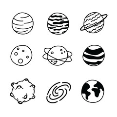 Space and planets icons, Set of universe Icons.