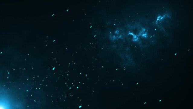 Particle background animation, Futuristic mysterious flowing digital particles wave de-focus virtual reality abstract cyber space environment background. 
