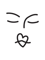 illustration face line art, black outline character