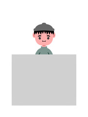 boy holding banner paper