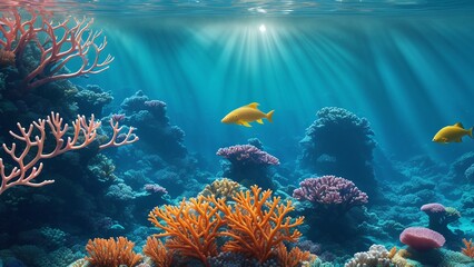 A Wonderful Underwater Scene Of Coral Reefs And Fish In The Ocean AI Generative