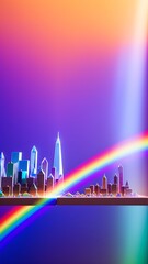 A Captivating Image Of A Rainbow Over A City With A Rainbow AI Generative