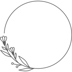 Hand drawn Round Frame with Plant