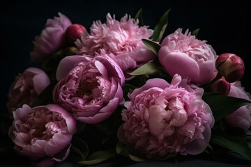 A bouquet of pink peonies. Generative AI