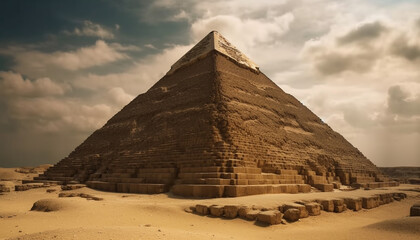 Obraz na płótnie Canvas Ancient pharaoh tomb, majestic pyramid sculpture generated by AI