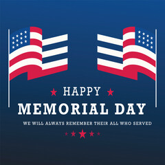Happy Memorial Day Background design free vector, National American Holiday Illustration Design,