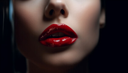 Obraz premium Beautiful woman with shiny lips and elegance generated by AI
